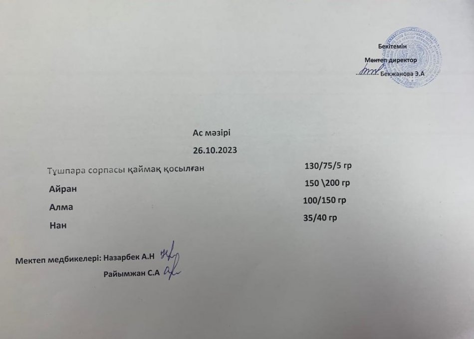 Ас мәзірі